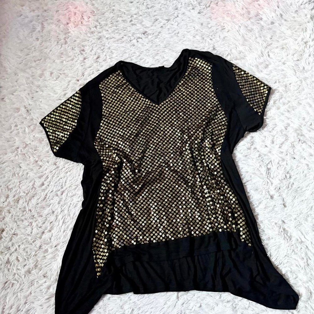 Asymmetrical Gold Mesh Whimsical Edgy RenFaire Festival Top Womens 3X Chain